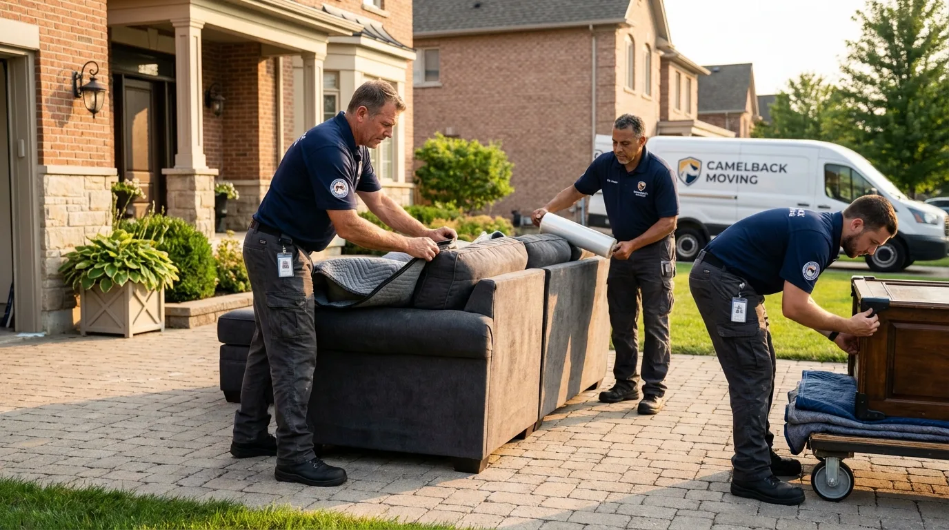 Large estate moving crew wrapping furniture in Newark, AR